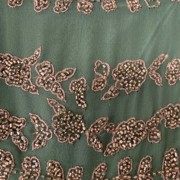 Adrianna Papell gold beaded green dress - Picture 4 of 10